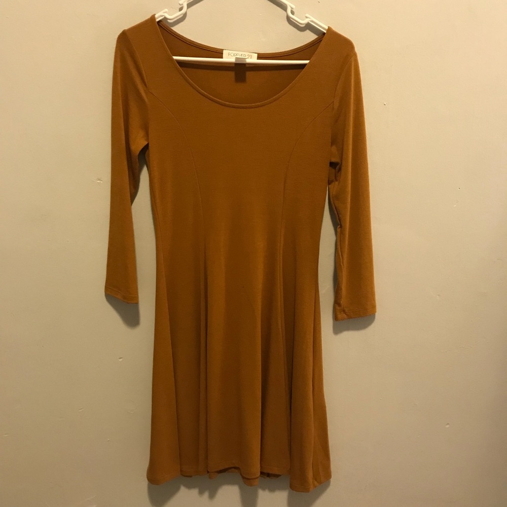 Mustard fit-and-flare skater forever 21 dress